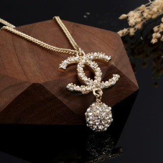 Chanel Glamorous Crystal CC Charm Necklace