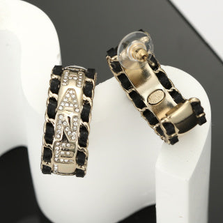 Chanel Luxury Chain Link Hoop Earrings