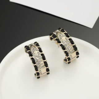 Chanel Luxury Chain Link Hoop Earrings