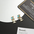 Chanel Ocean Blue Crystal Charm Earrings