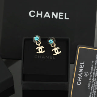 Chanel Ocean Blue Crystal Charm Earrings