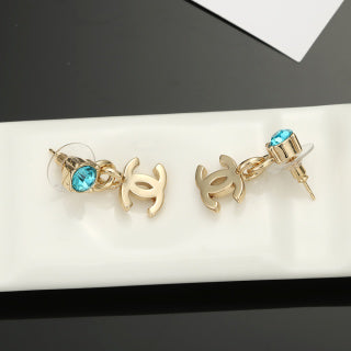 Chanel Ocean Blue Crystal Charm Earrings