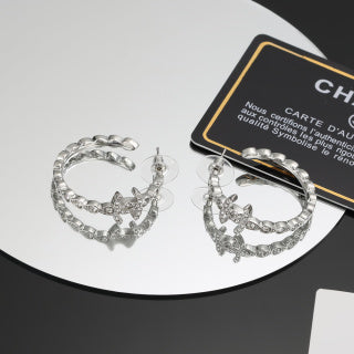 Chanel Elegant Crystal Hoop Earrings