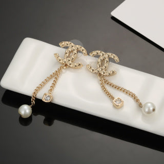 Chanel Romantic Pearl Charm Drop Earrings
