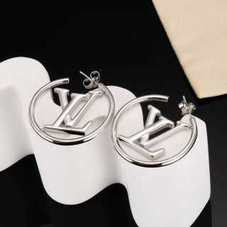 Louis Vuitton Circle Monogram Hoop Stud Earrings