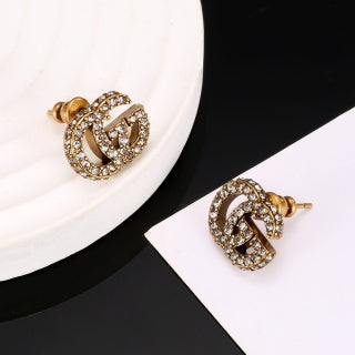 Gucci Pavé Double G Crystal Stud Earrings