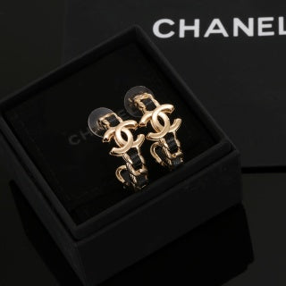 Chanel Vintage Chain Signature Hoop Earrings