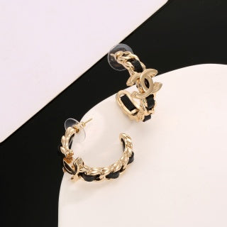Chanel Vintage Chain Signature Hoop Earrings