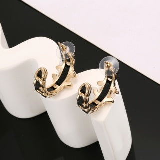 Chanel Vintage Chain Signature Hoop Earrings