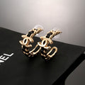 Chanel Vintage Chain Signature Hoop Earrings