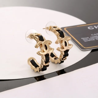 Chanel Vintage Chain Signature Hoop Earrings