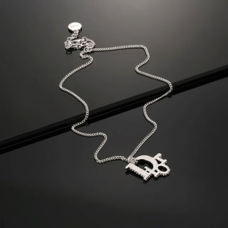 Dior Evelyne Silver CD Letter Pendant Chain Necklace