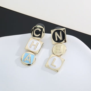 Chanel Alphabet Enamel Stud Earrings – Elegant Luxury Fashion Jewelry