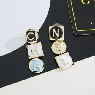 Chanel Alphabet Enamel Stud Earrings – Elegant Luxury Fashion Jewelry