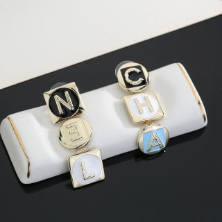 Chanel Alphabet Enamel Stud Earrings – Elegant Luxury Fashion Jewelry