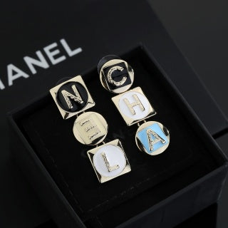 Chanel Alphabet Enamel Stud Earrings – Elegant Luxury Fashion Jewelry
